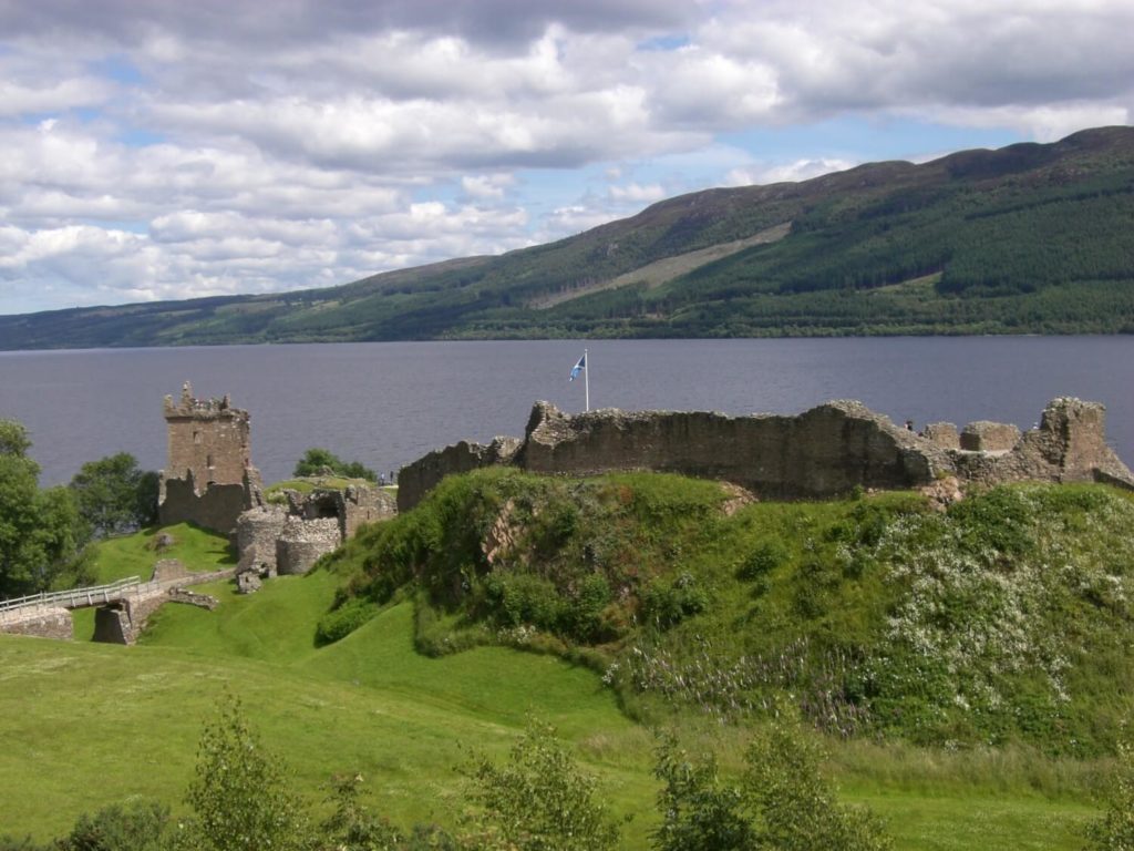 The ruins of the Urquhart Castle by Loch Ness